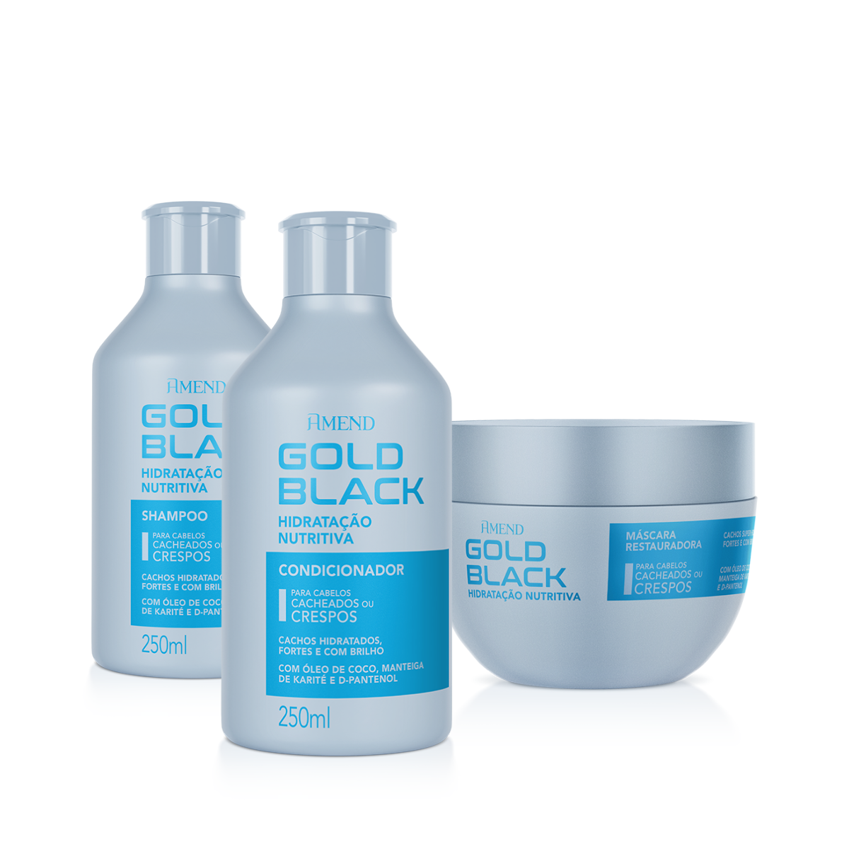 Amend Gold Black Hidratação Nutritiva Sh 250ml + Cond 250ml + Masc 250ml ÚNICO 1