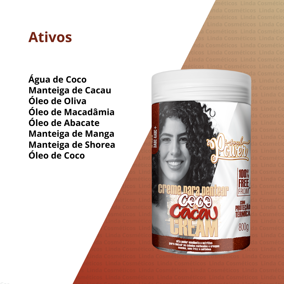 Soul Power Coco e Cacau Creme para Pentear 800ml 800ml 3
