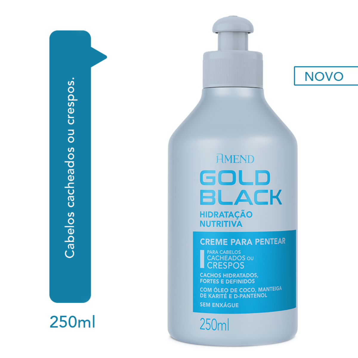 Amend Gold Black Hidratação Nutritiva Creme para Pentear 250ml ÚNICO 2