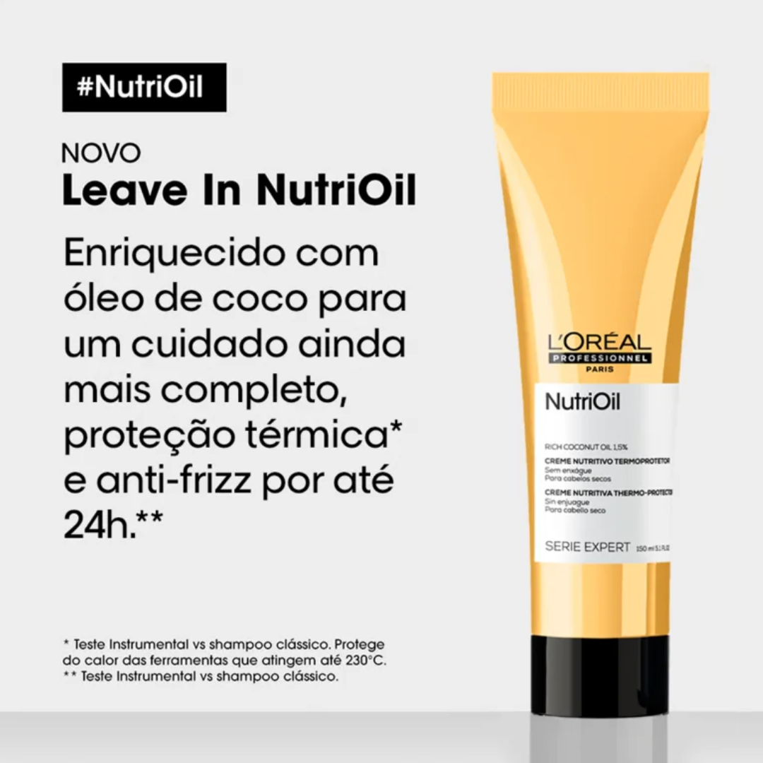 Kit Loreal NutriOil Shamp + Cond + Protetor Térmico 150ml ÚNICO 5