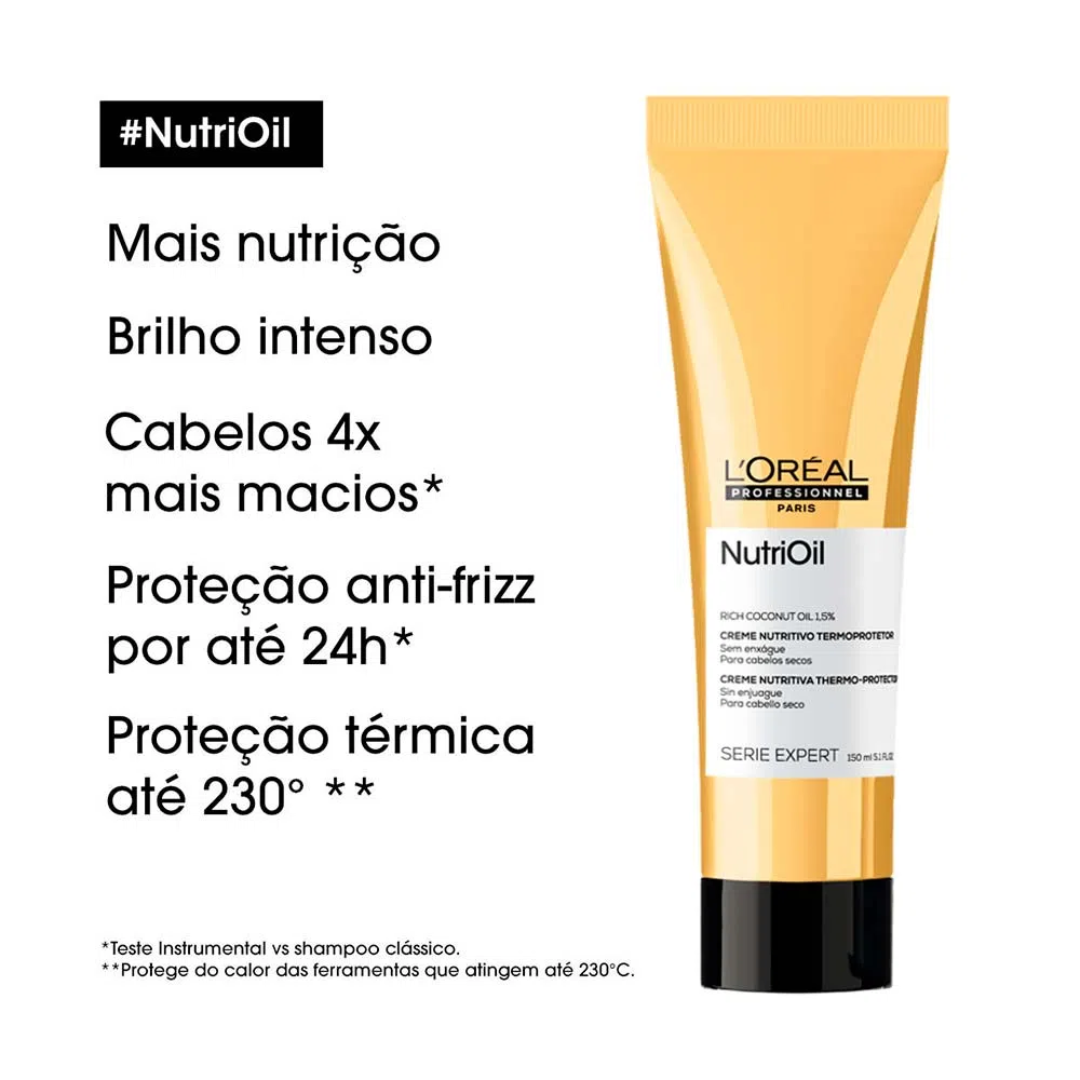 Kit Loreal NutriOil Shamp + Cond + Protetor Térmico 150ml ÚNICO 6