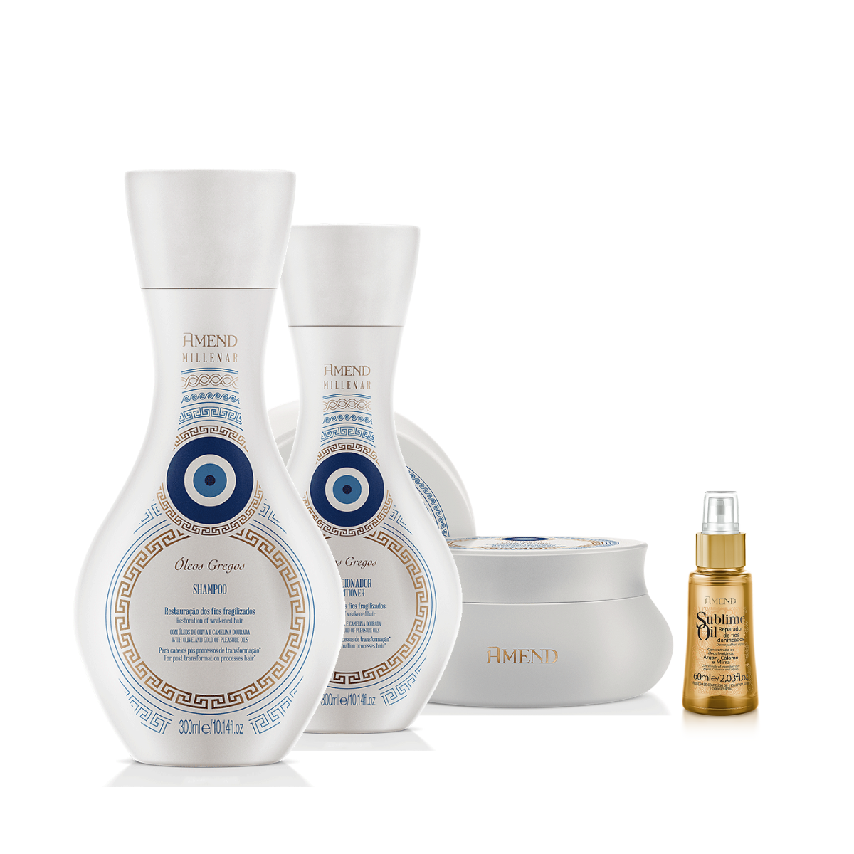 Amend Millenar Óleos Gregos Sh 300ml + Cond 300ml + Masc 300ml + Sublime Oil 60ml ÚNICO 1