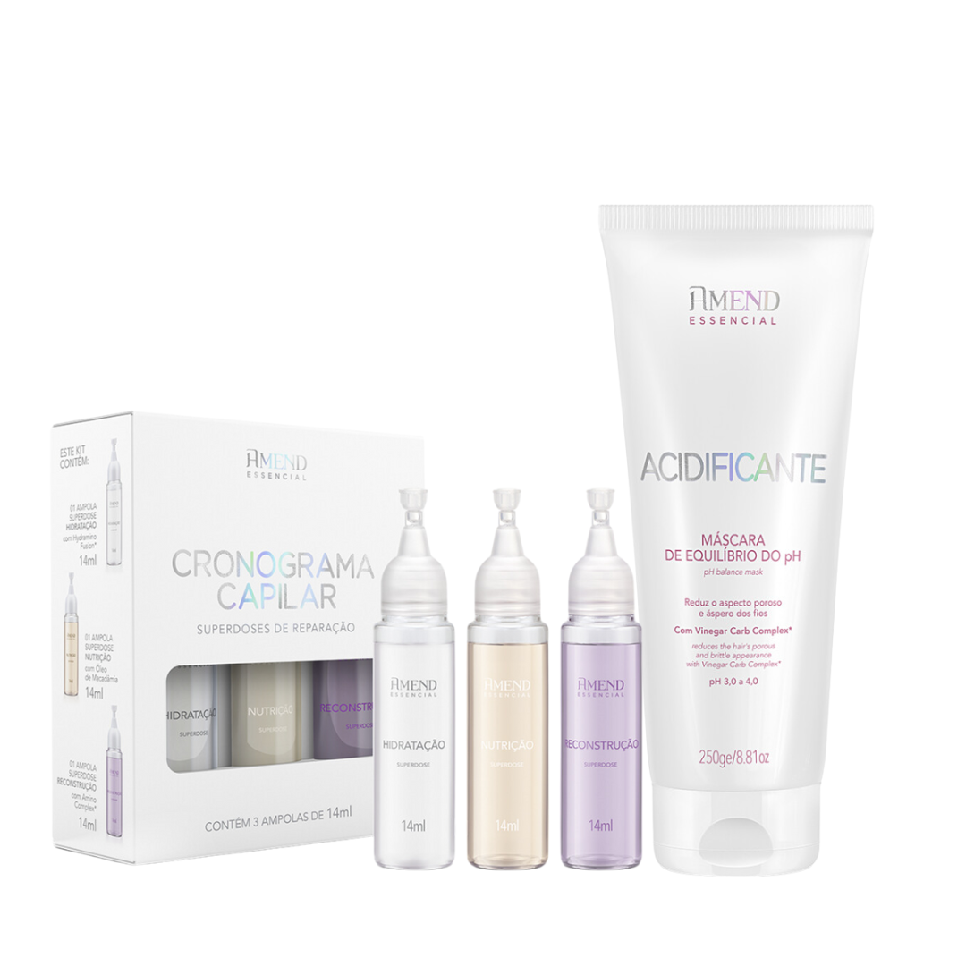 Amend Essencial Mascara Acidificante 250ml + Ampola Kit Cronograma 3x10ml ÚNICO 1