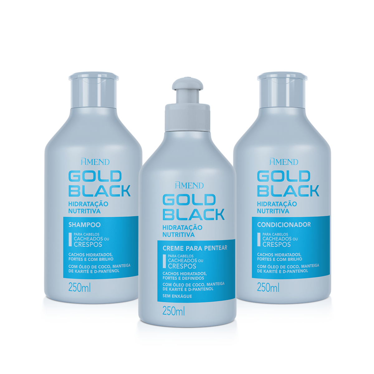 Amend Gold Black Hidratação Nutritiva Sh 250ml + Cond 250ml + Cpp 250ml ÚNICO 1