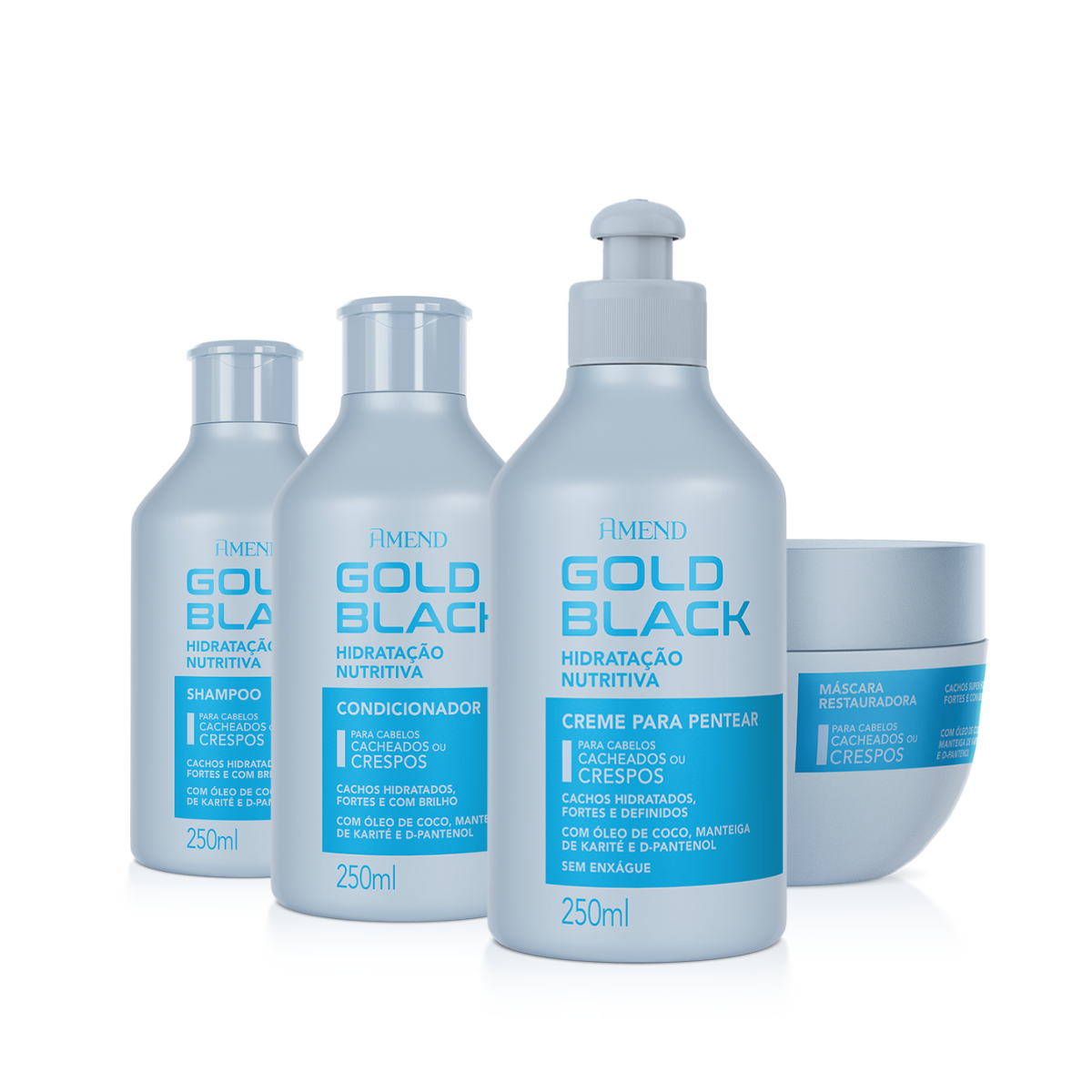Amend Gold Black Hidratação Nutritiva Sh 250ml + Cond 250ml + Masc 250ml + Cpp 250ml ÚNICO 1