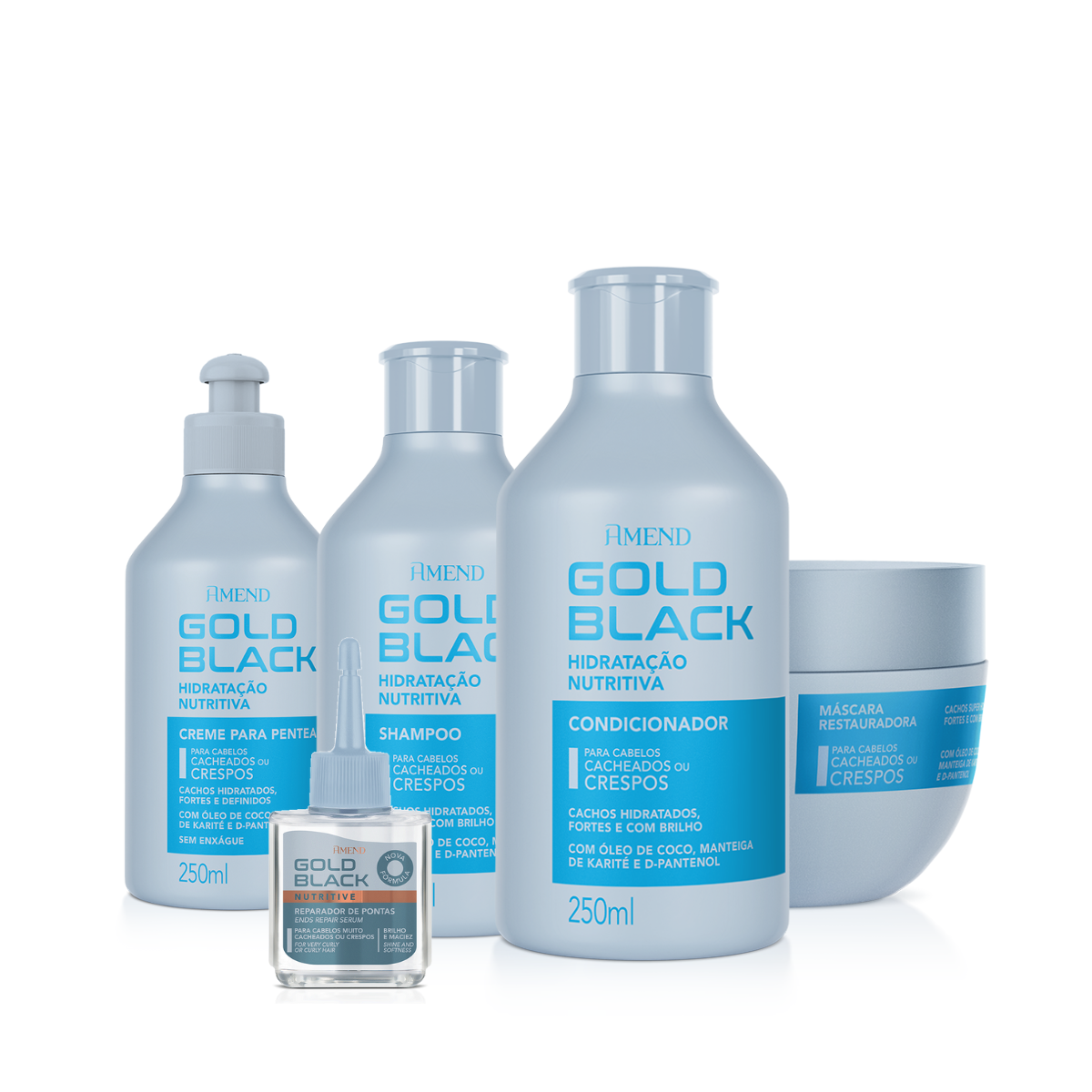 Amend Gold Black Hidratação Nutritiva Sh 250ml + Cond 250ml + Masc 250ml + Cpp 250ml + Óleo 30ml ÚNICO 1