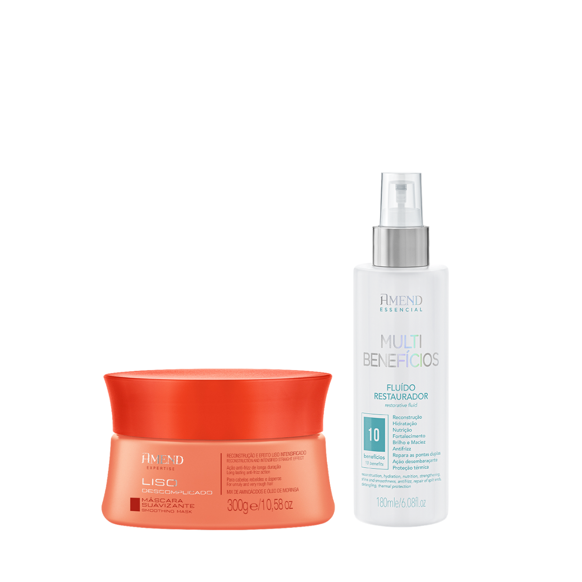 Amend Expertise Liso Descomplicado Masc 300ml + Essencial Fluído 180ml ÚNICO 1