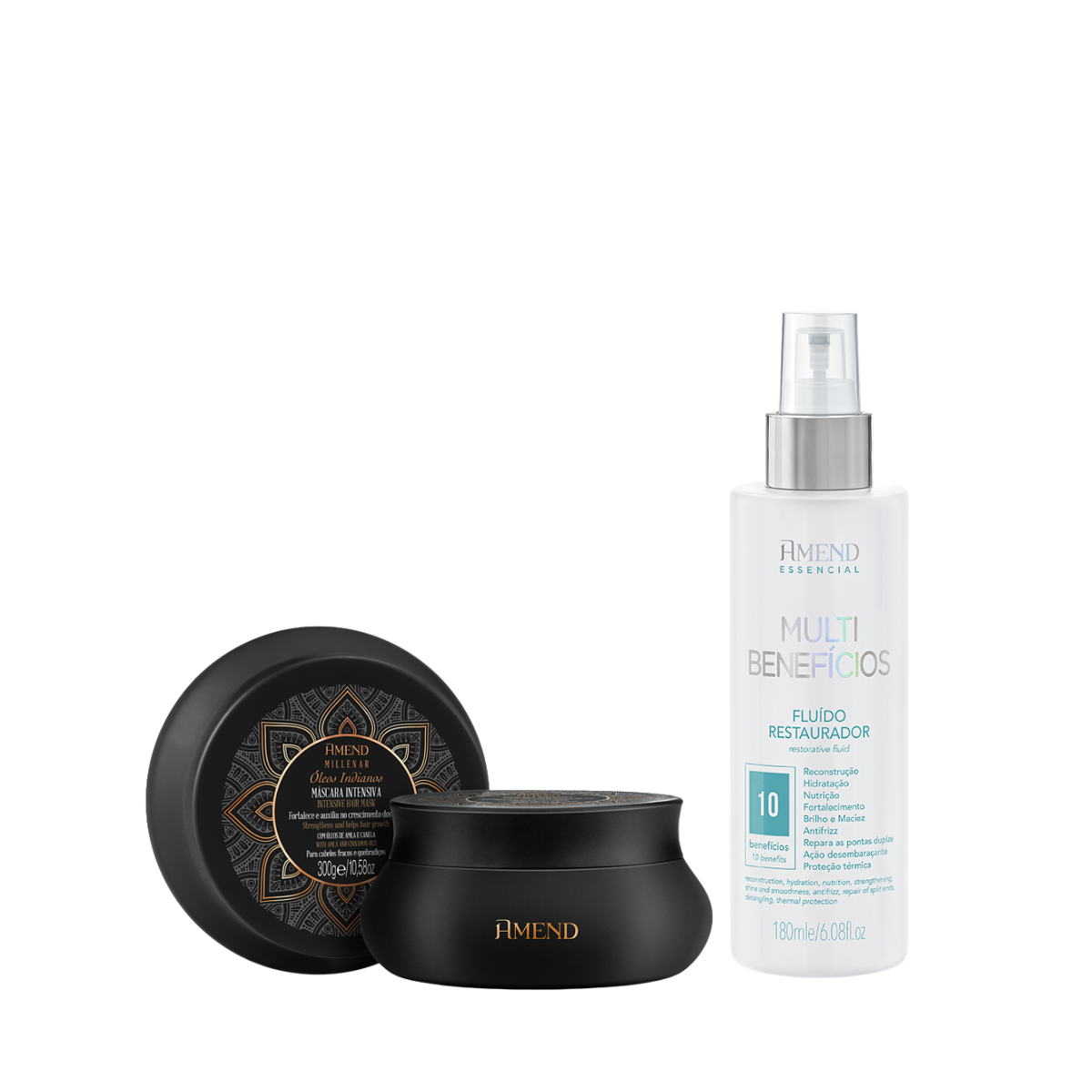 Amend Millenar Óleos Indianos Masc 300ml + Essencial Fluído 180ml ÚNICO 1