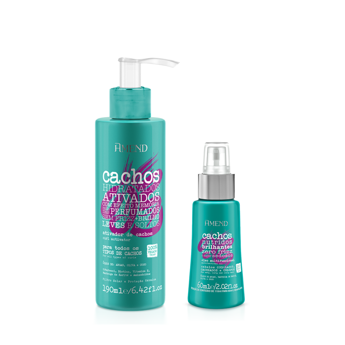 Amend Cachos Ativador de Cachos 190ml + Óleo Multifuncional 60ml ÚNICO 1