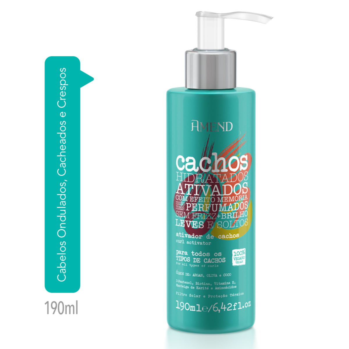 Amend Cachos Ativador de Cachos 190ml + Leave-in Cacheado 250ml + Óleo Multifuncional 60ml ÚNICO 2