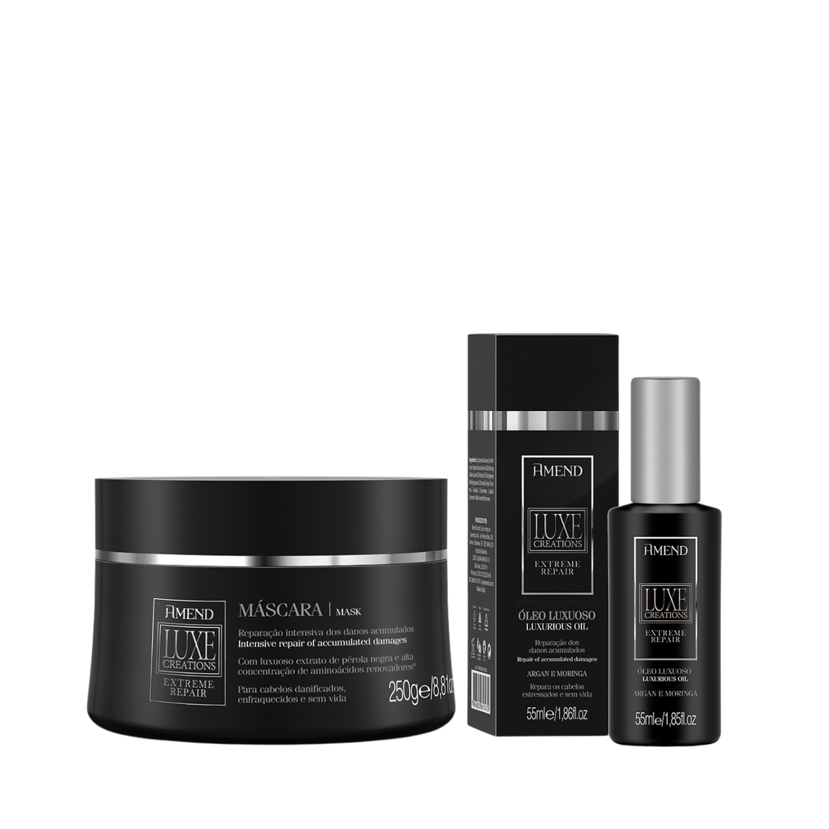 Amend Luxe Creations Extreme Repair Masc 300ml + Óleo 55ml ÚNICO 1