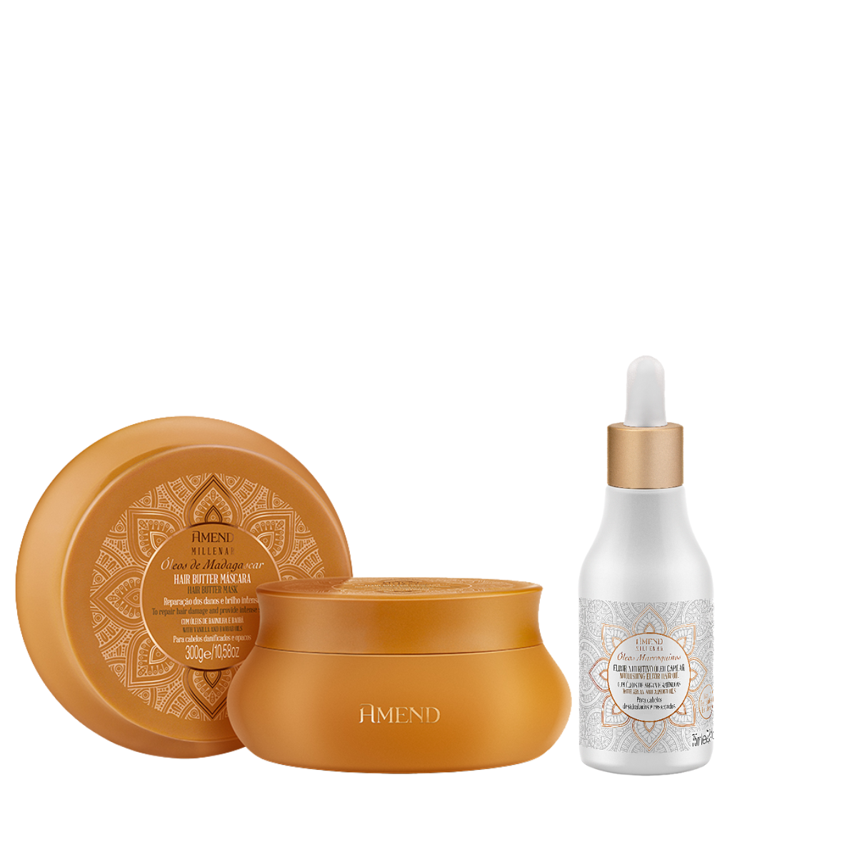 Amend Millenar Óleos de Madagascar Masc 300ml + Óleo Elixir Nutritivo 75ml ÚNICO 1