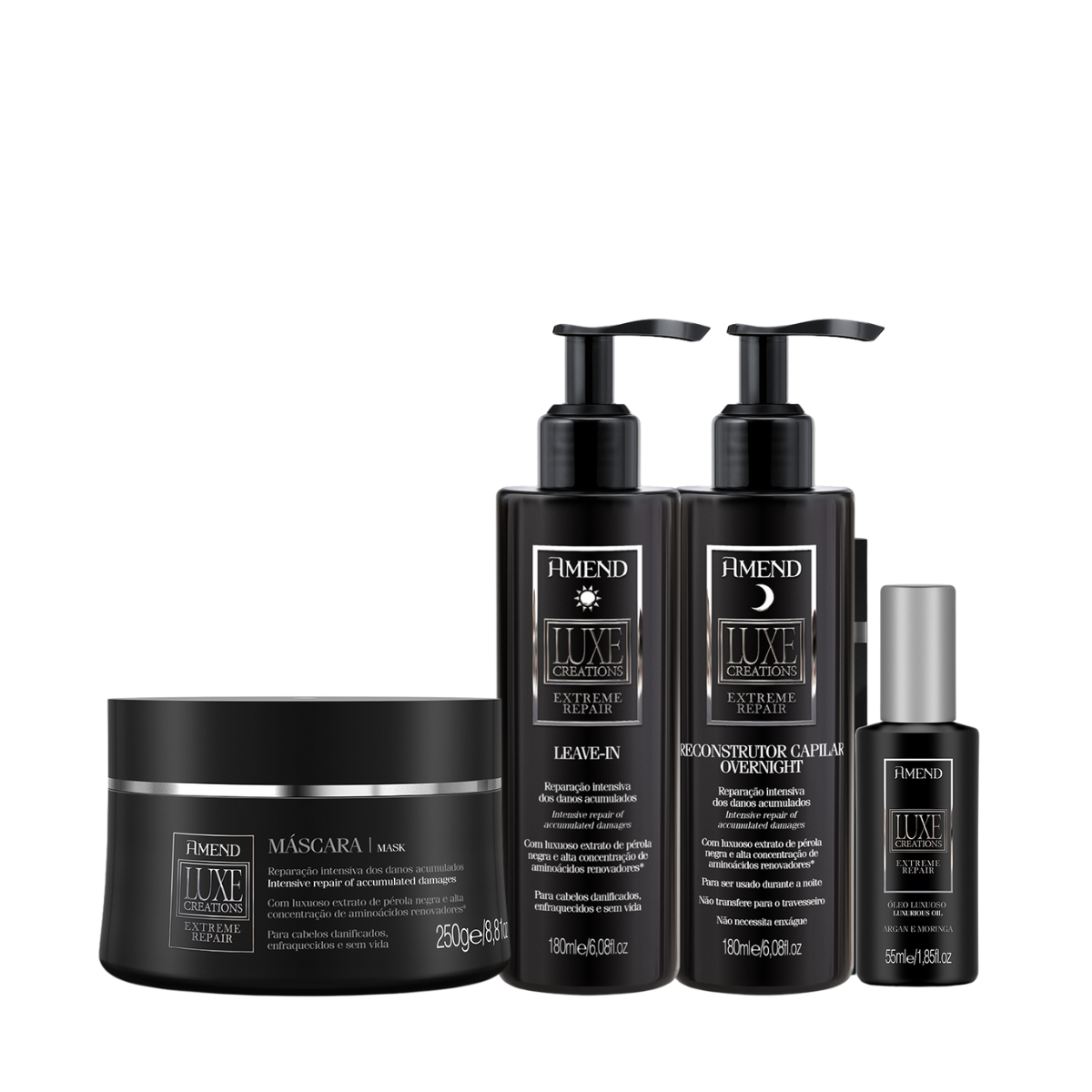 Amend Luxe Creations Extreme Repair Masc 300ml + Overnight 180ml + Leave-in 180ml + Óleo 55ml