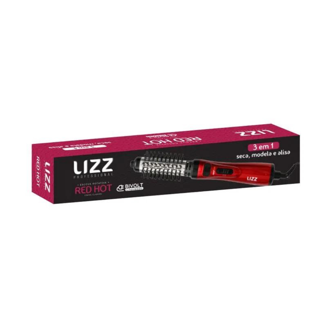 Lizz Escova Rotativa Red Hot 3x1 Bivolt Vermelho 4