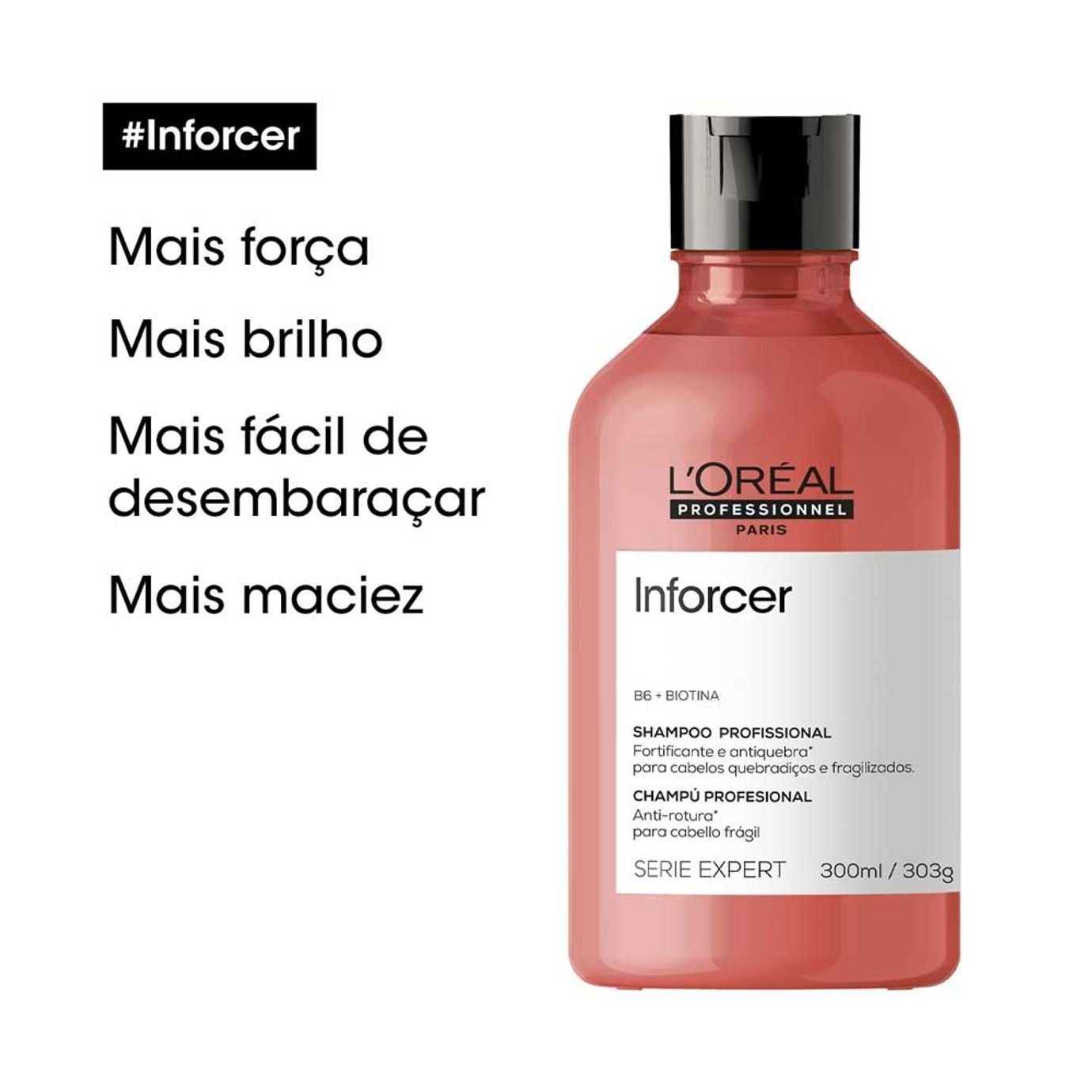 Loreal Inforcer Shampoo 300ml ÚNICO 3