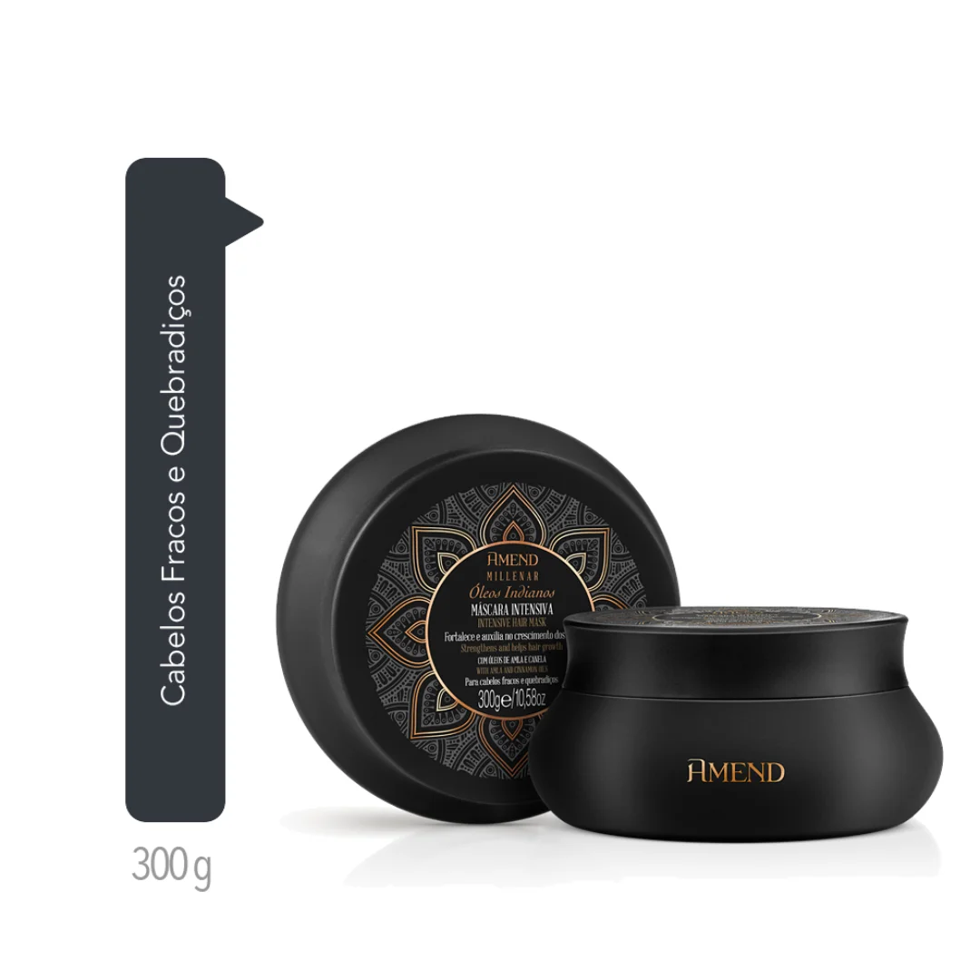 Amend Millenar Óleos Indianos Masc 300ml + Millenar Oil Moringa 60ml ÚNICO 3
