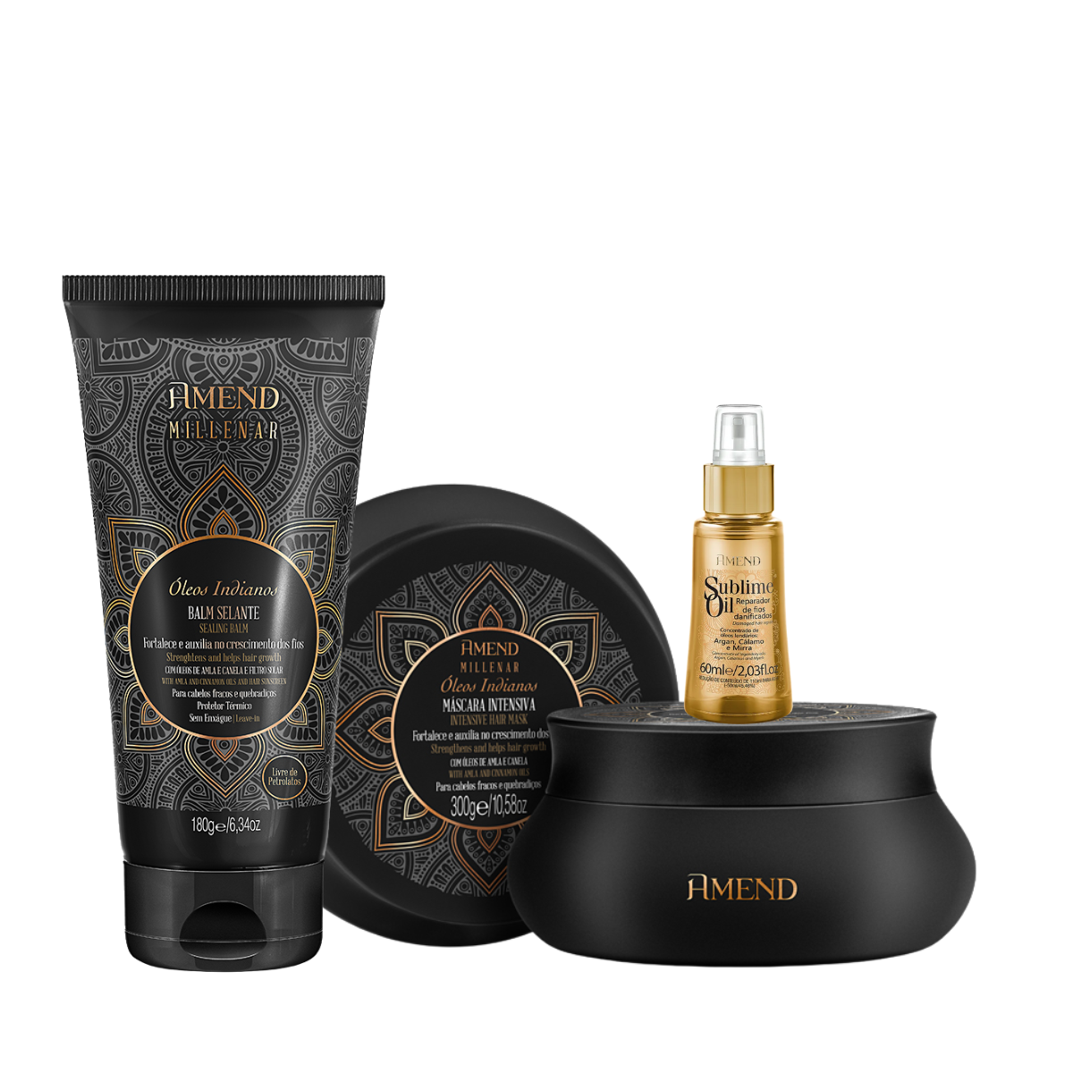 Amend Millenar Óleos Indianos Masc 300ml + Balm Selante 180ml + Sublime Oil 60ml ÚNICO 1