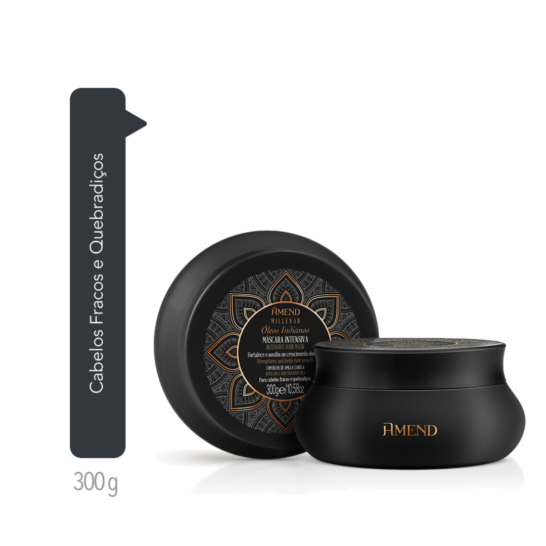 Amend Millenar Óleos Indianos Masc 300ml + Óleo Elixir Nutritivo 75ml + Millenar Oil Monói 60ml ÚNICO 3