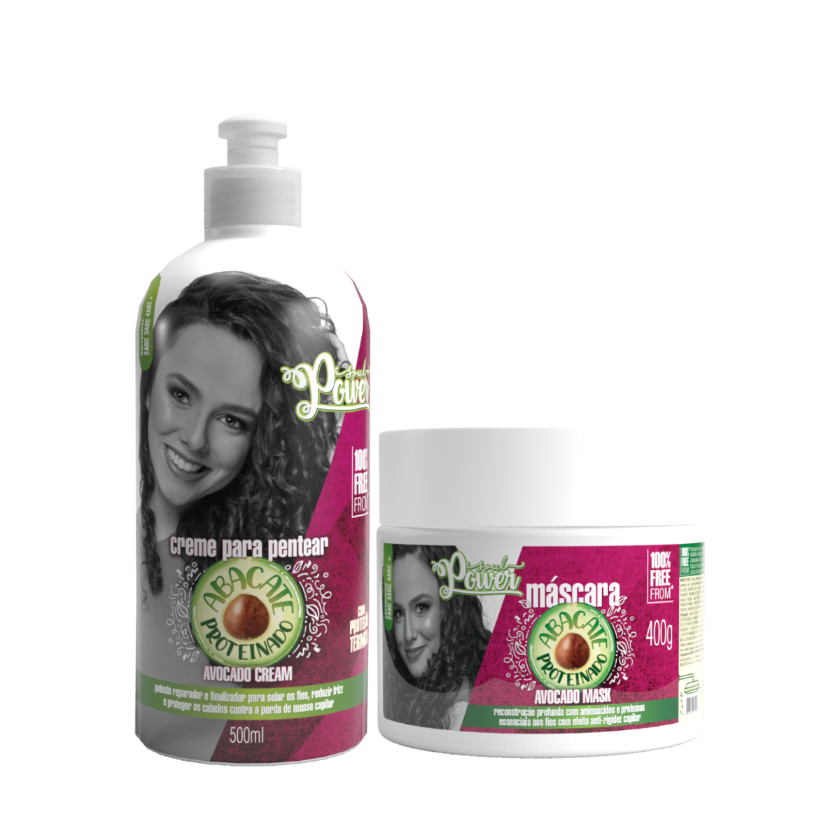 Soul Power Abacate Mascara 400ml + Creme p/ Pentear 500ml ÚNICO 1