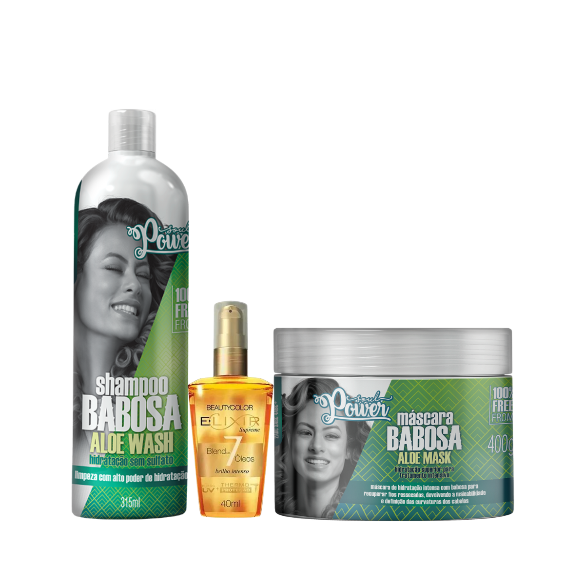 Soul Power Babosa Sh 315ml + Masc 400ml + BC Óleo 40ml ÚNICO 1