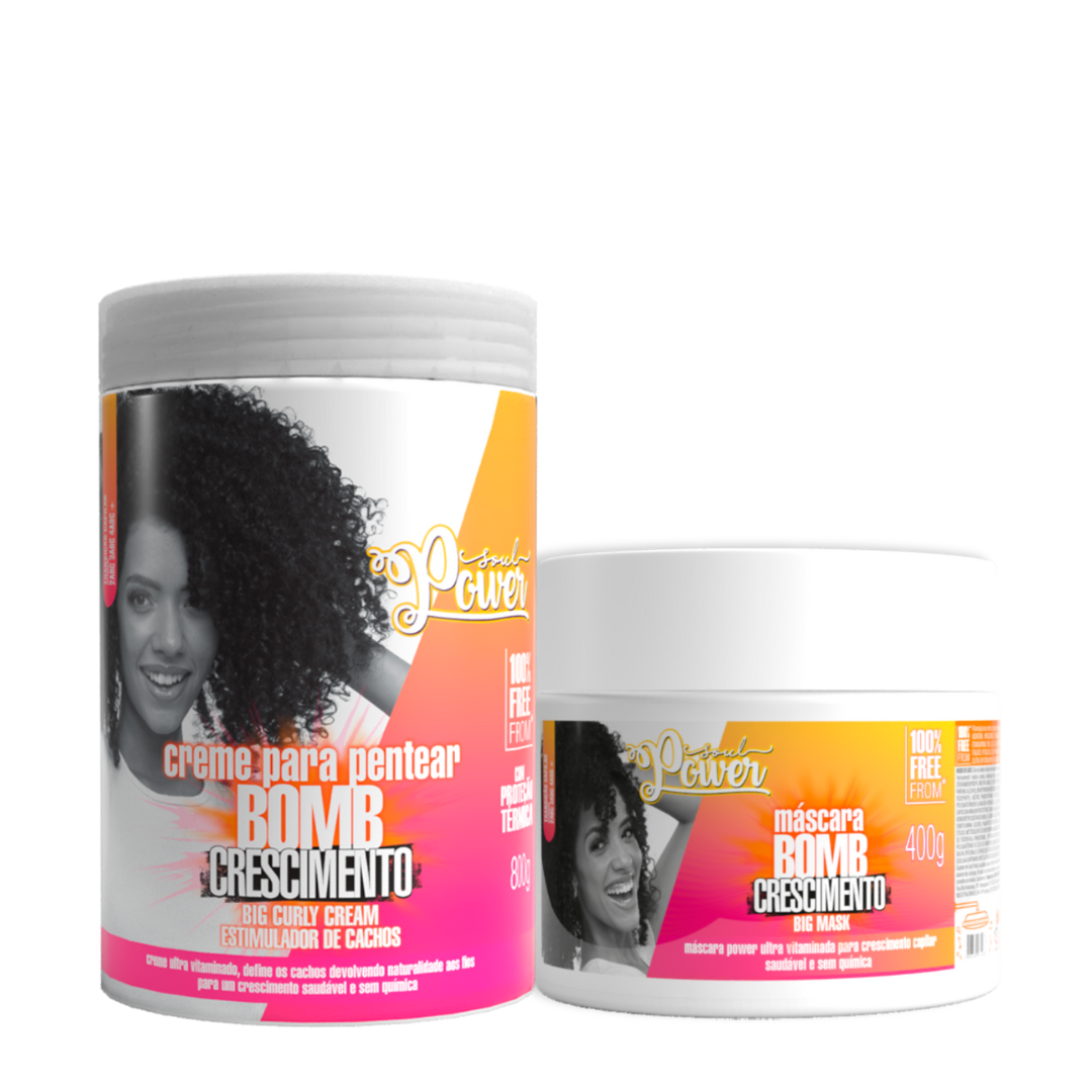 Soul Power Bomb Crescimento Máscara + Creme Pentear 800ml ÚNICO 1