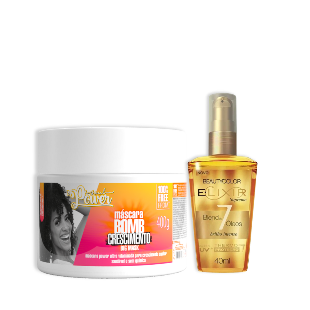 Soul Power Bomb Crescimento Máscara + Óleo Elixir ÚNICO 1