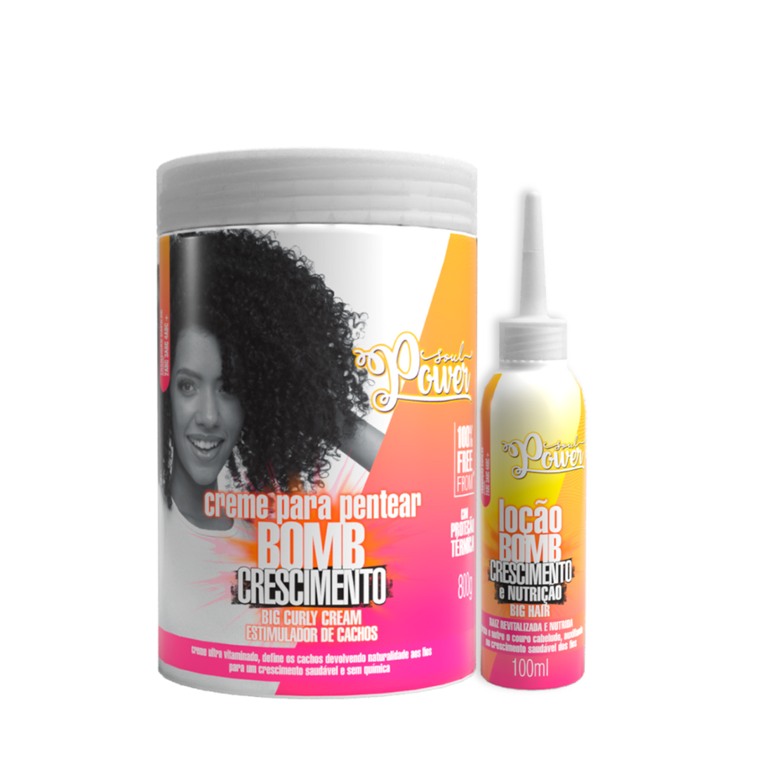 Soul Power Bomb Crescimento Creme Pentear 800ml + Loção ÚNICO 1