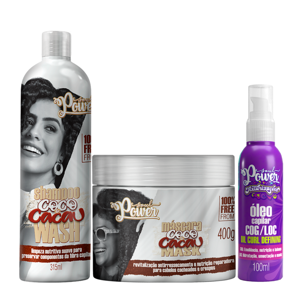 Soul Power Coco e Cacau Shampoo + Máscara + Texturizações ÚNICO 1