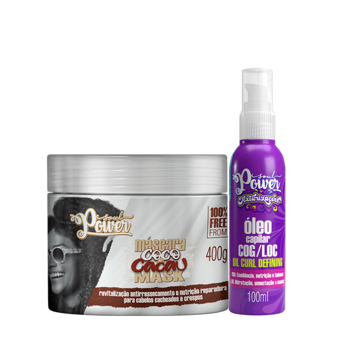 Soul Power Coco e Cacau Máscara 400ml + Texturizações Óleo 100ml ÚNICO 1