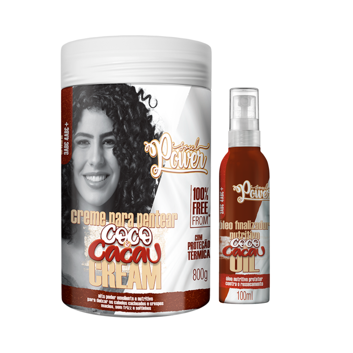 Soul Power Coco e Cacau Creme p/ Pentear 800ml + Óleo ÚNICO 1