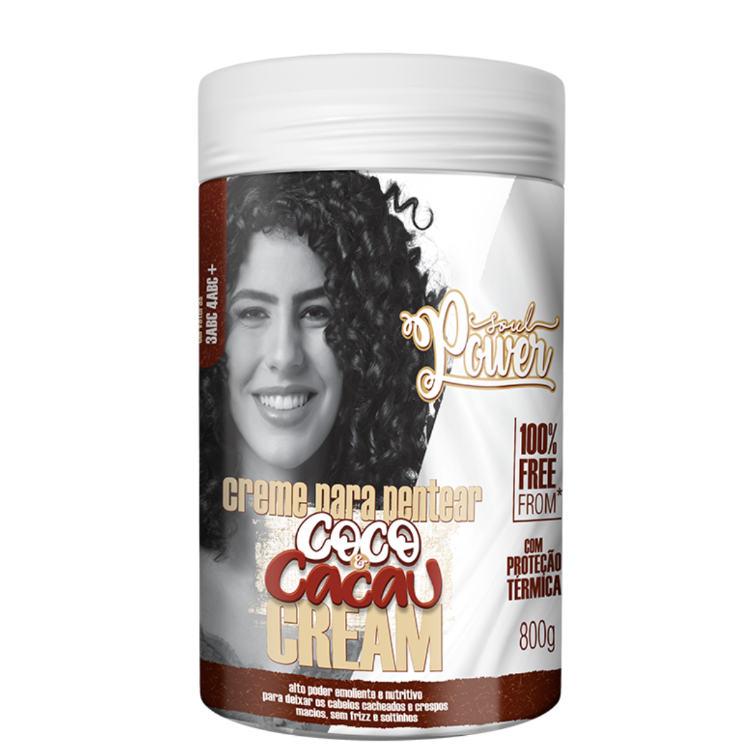 Soul Power Coco e Cacau Creme p/ Pentear 800ml + Óleo ÚNICO 2