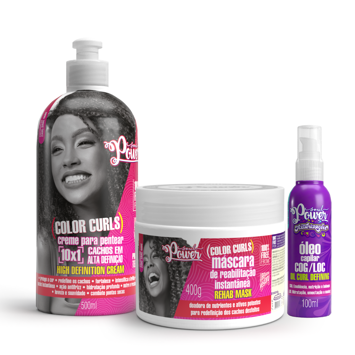 Soul Power Color Curls Máscara + Creme p/ Pentear 500ml + Texturizações Óleo ÚNICO 1
