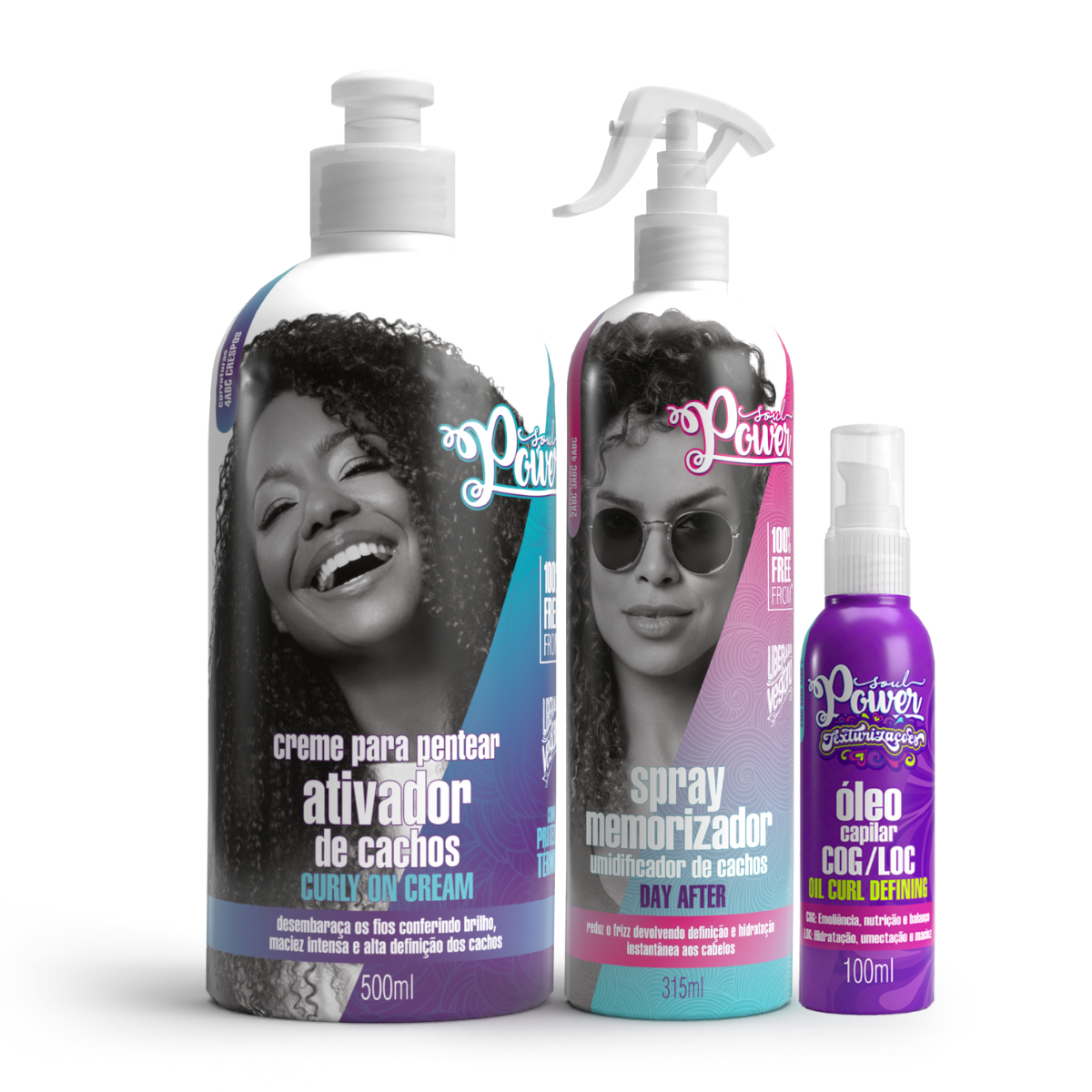 Soul Power Curly On Creme Pentear 500ml + Day After + Texturizações Óleo ÚNICO 1