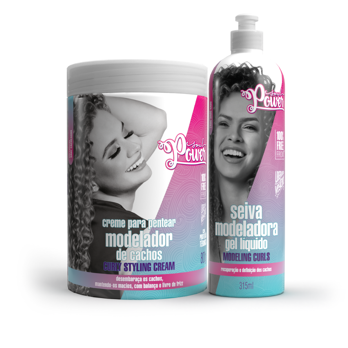 Soul Power Curly Styling Creme Pentear 800ml + Seiva Gel ÚNICO 1