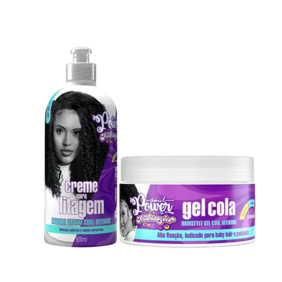 Soul Power Texturizações Curl Medium Fitagem 500ml + Gel Cola ÚNICO 1