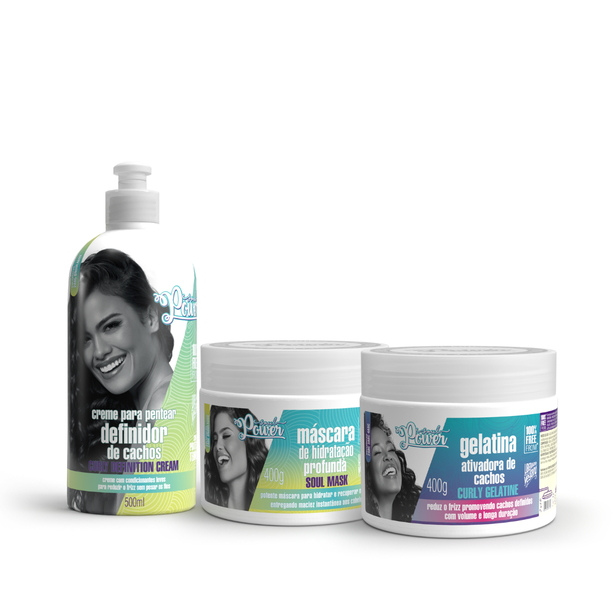 Soul Power Curly Definition Creme Pentear 500ml + Mascara + Gelatina ÚNICO 1