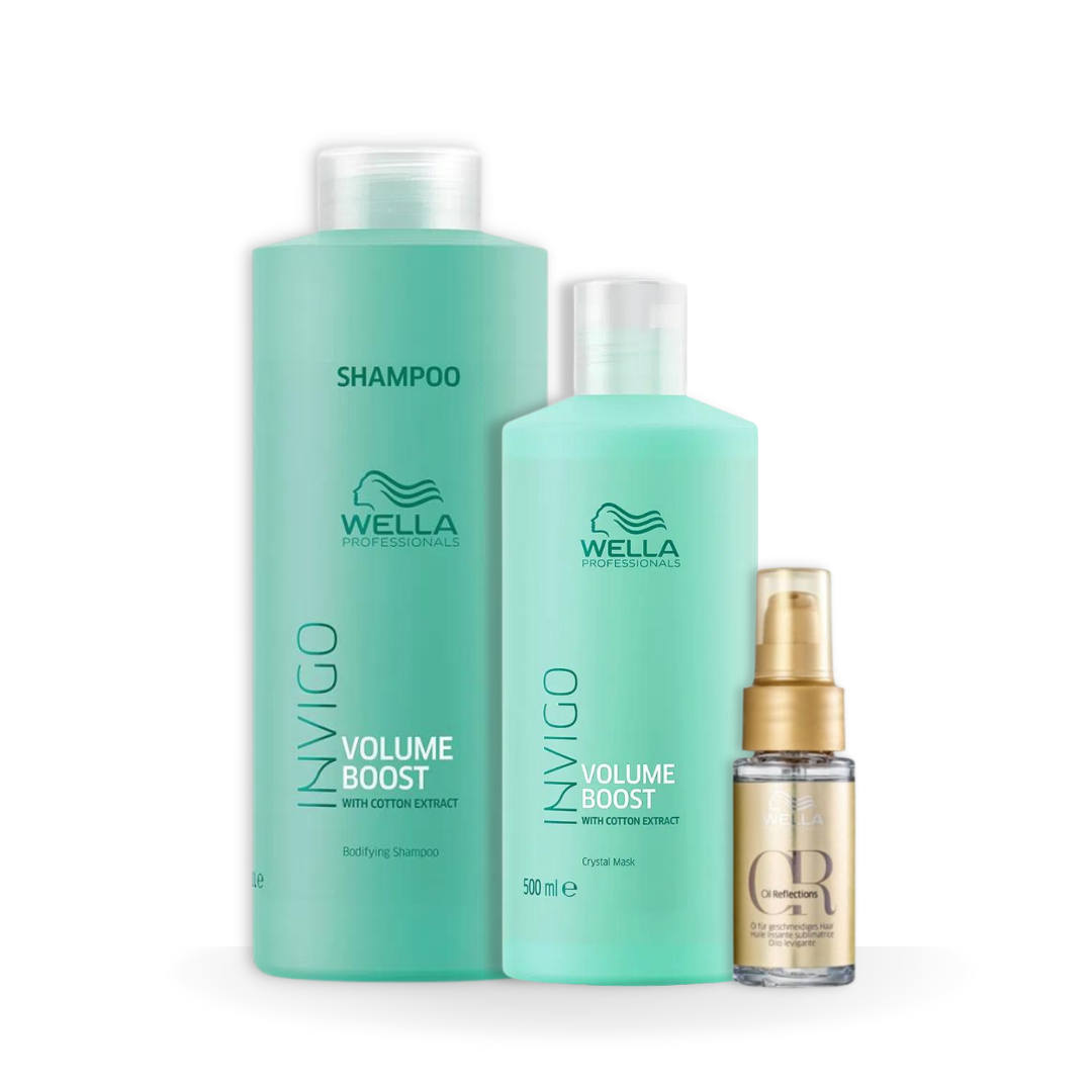 Wella Volume Boost Shampoo 1000ml + Mascara 500ml + Óleo 30ml