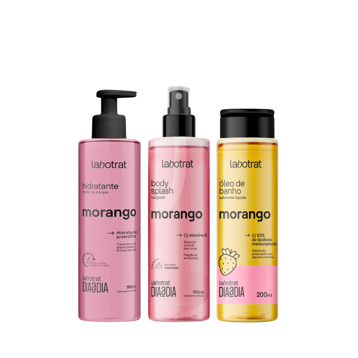 Labotrat Morango Hidratante + Body + Óleo de Banho