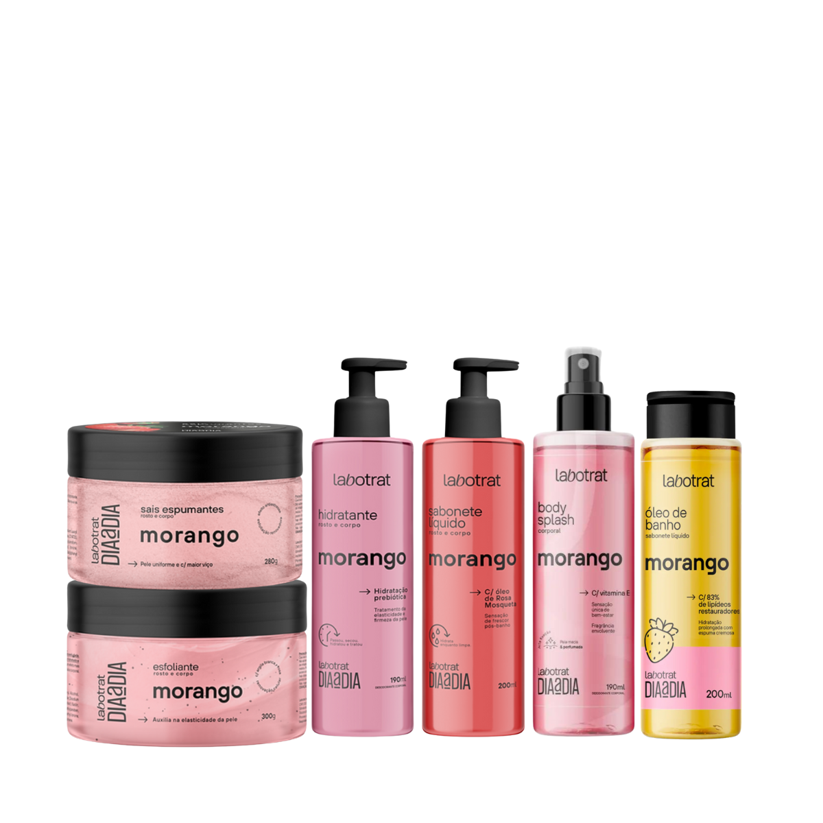 Labotrat Morango Esfoliante + Hidratante + Sabonete + Sais + Body + Óleo de Banho