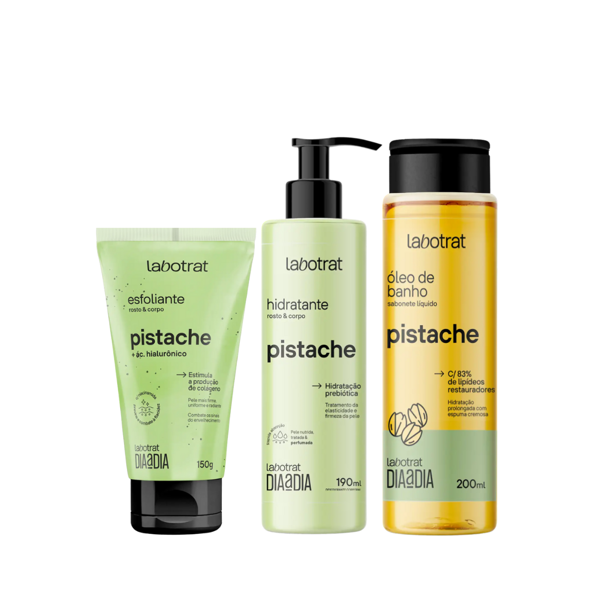 Labotrat Pistache Esfoliante 150ml + Hidratante + Óleo de Banho