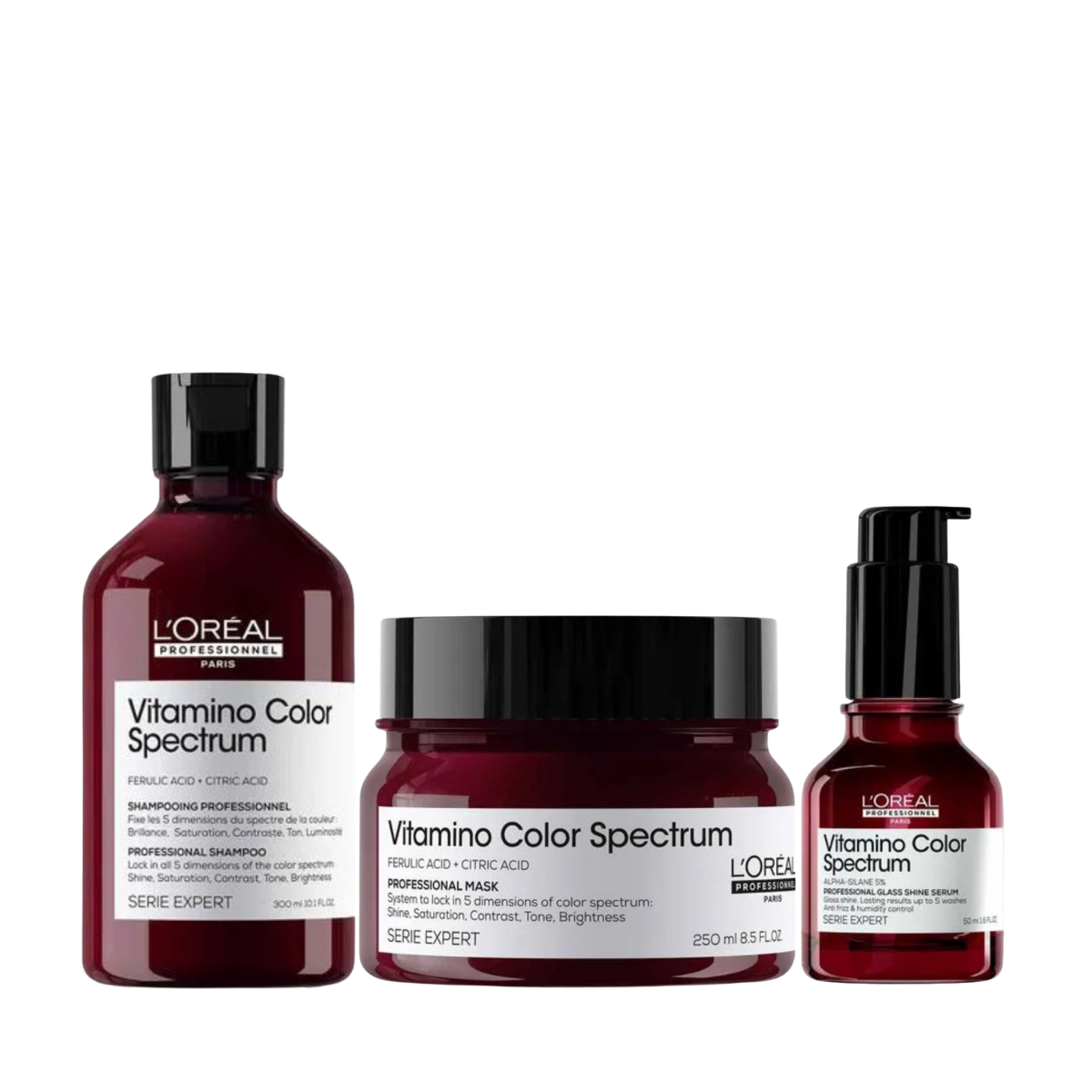 Loreal Vitamino Color Spectrum Sh 300ml + Masc 250ml + Shine 50ml
