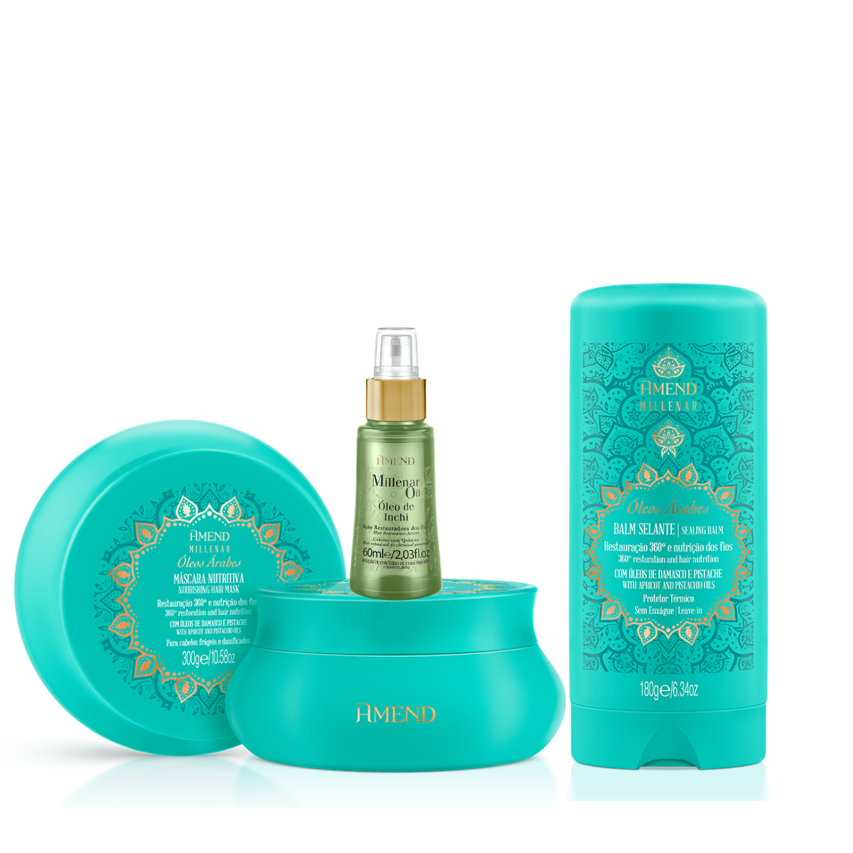 Amend Millenar Óleos Árabes Masc 300ml + Balm Selante 180ml + Millenar Oil Inchi 60ml