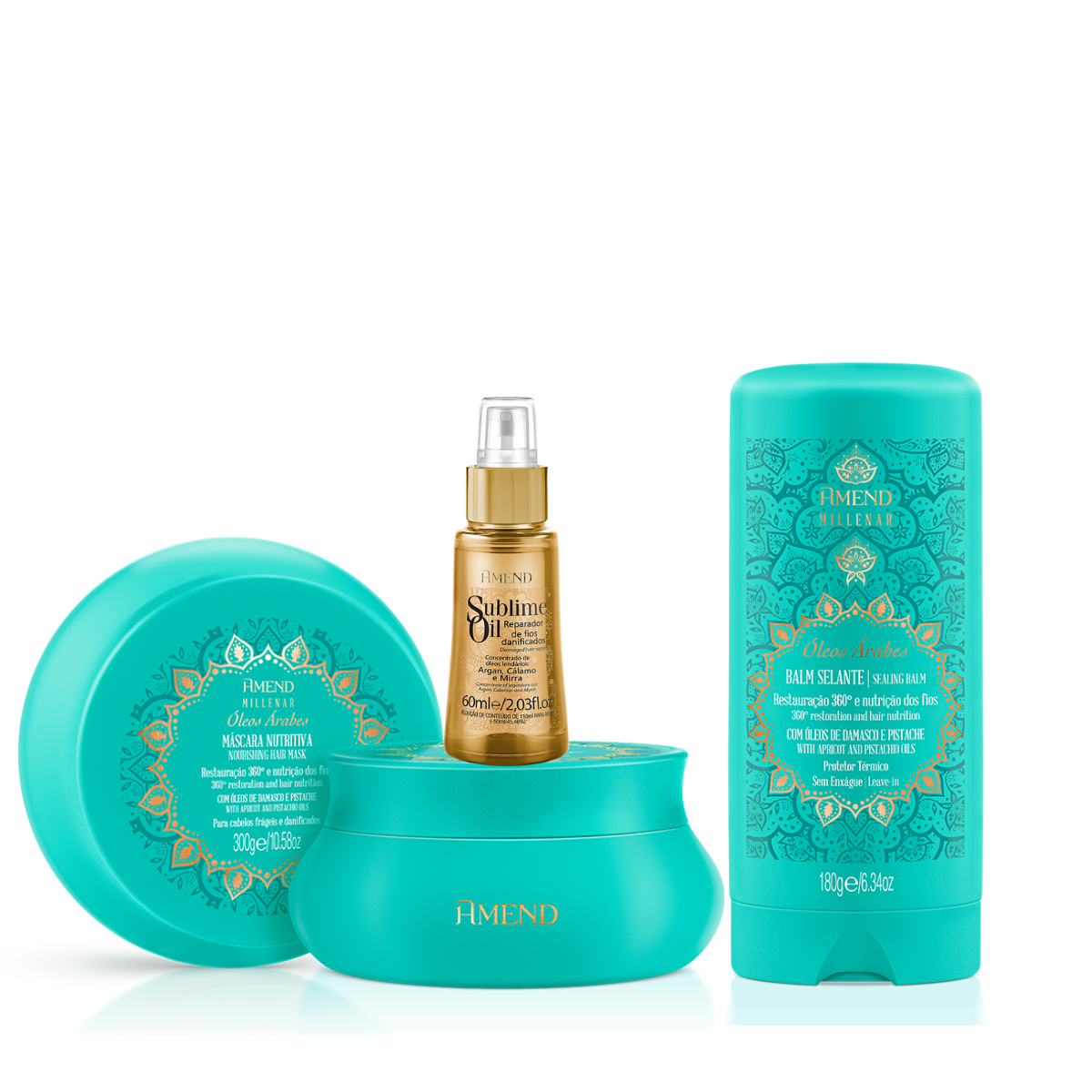 Amend Millenar Óleos Árabes Masc 300ml + Balm Selante 180ml + Sublime Oil 60ml