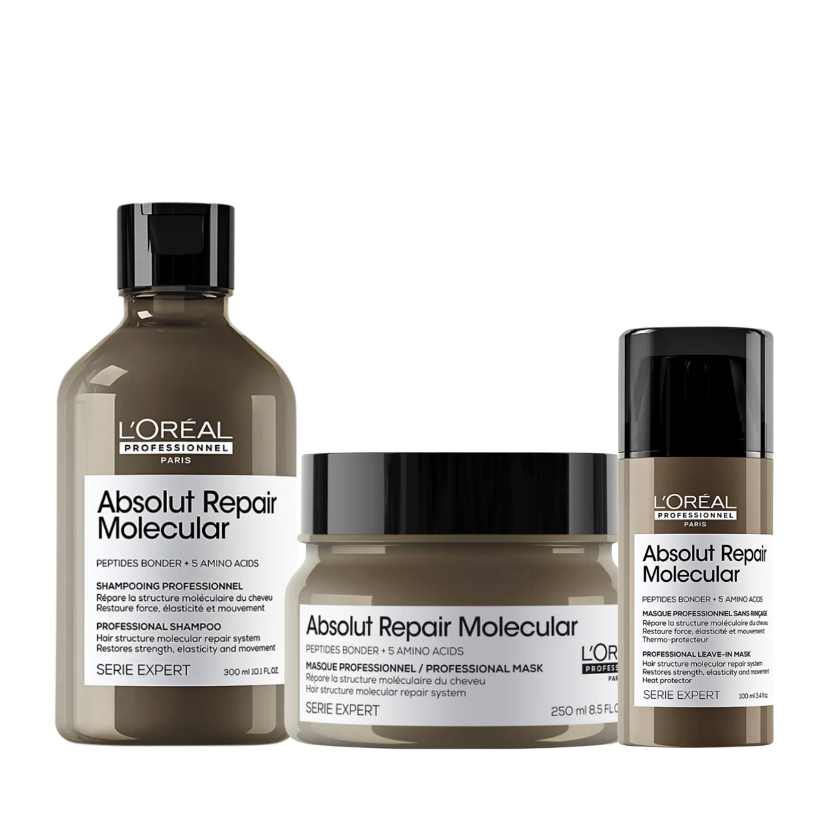 Loreal Absolut Repair Molecular Shampoo + Leave-in + Mascara 250ml
