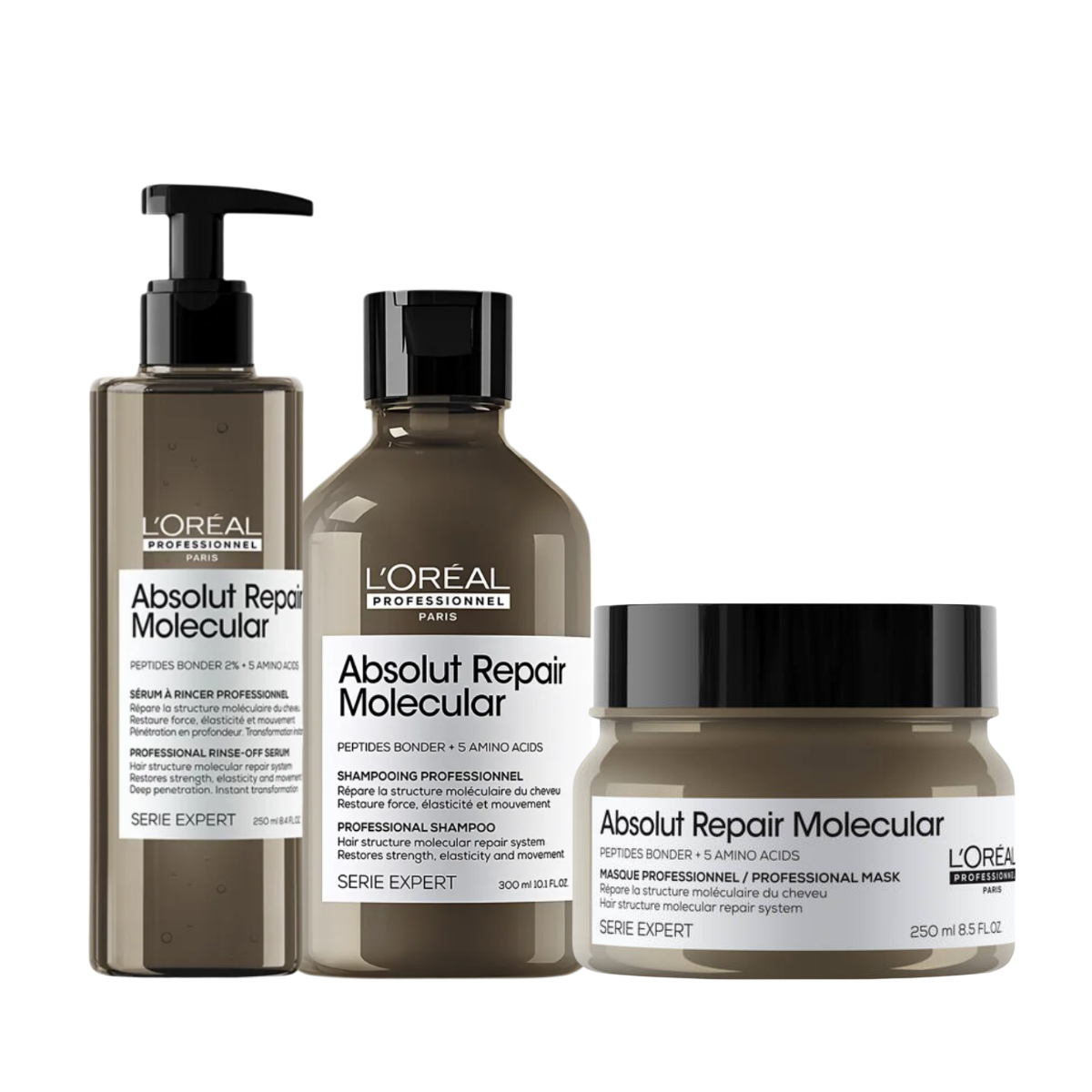 Loreal Absolut Repair Molecular Shampoo + Sérum + Mascara 250ml