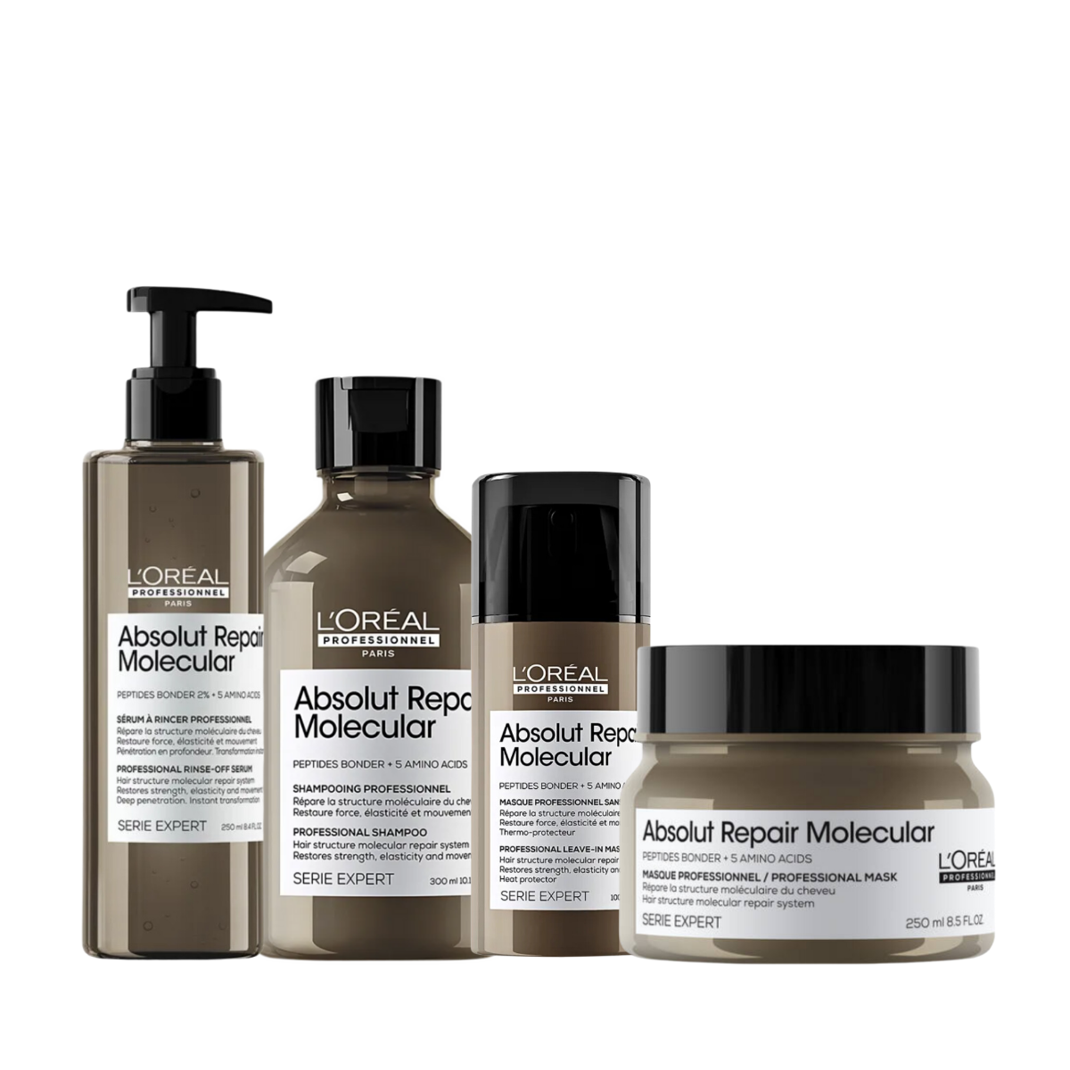 Loreal Absolut Repair Molecular Shampoo + Leave-in + Sérum + Mascara 250ml