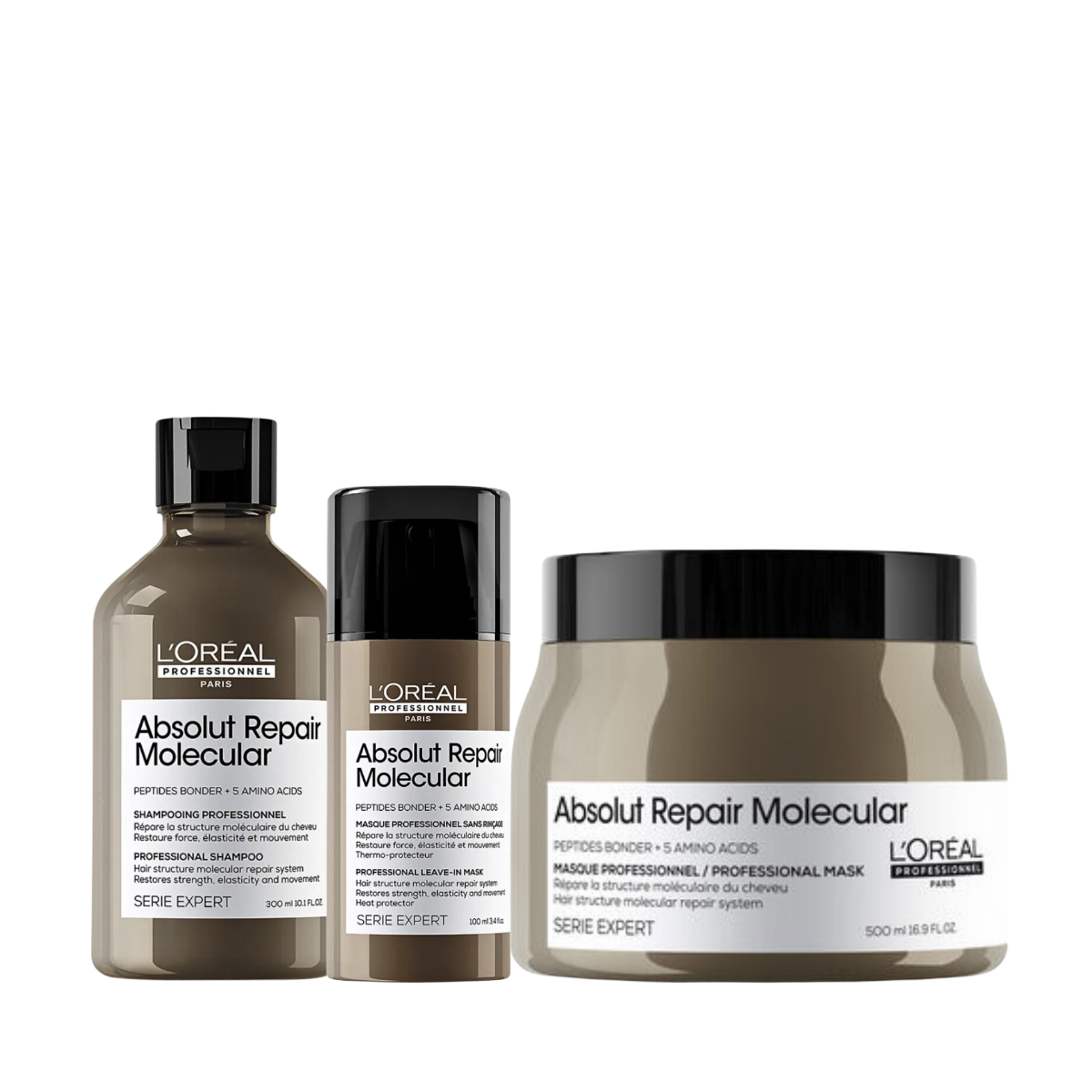 Loreal Absolut Repair Molecular Shampoo + Leave-in + Mascara 500ml
