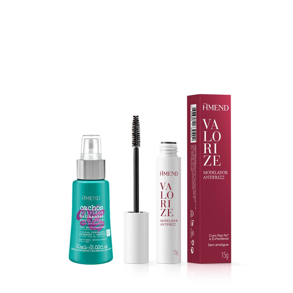 Amend Cachos Óleo 60ml + Valorize Modelador Antifrizz 15ml ÚNICO 1