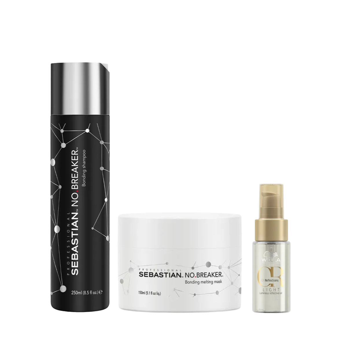 Sebastian No breaker Sh 250ml + Masc 150ml + Óleo Light 30ml