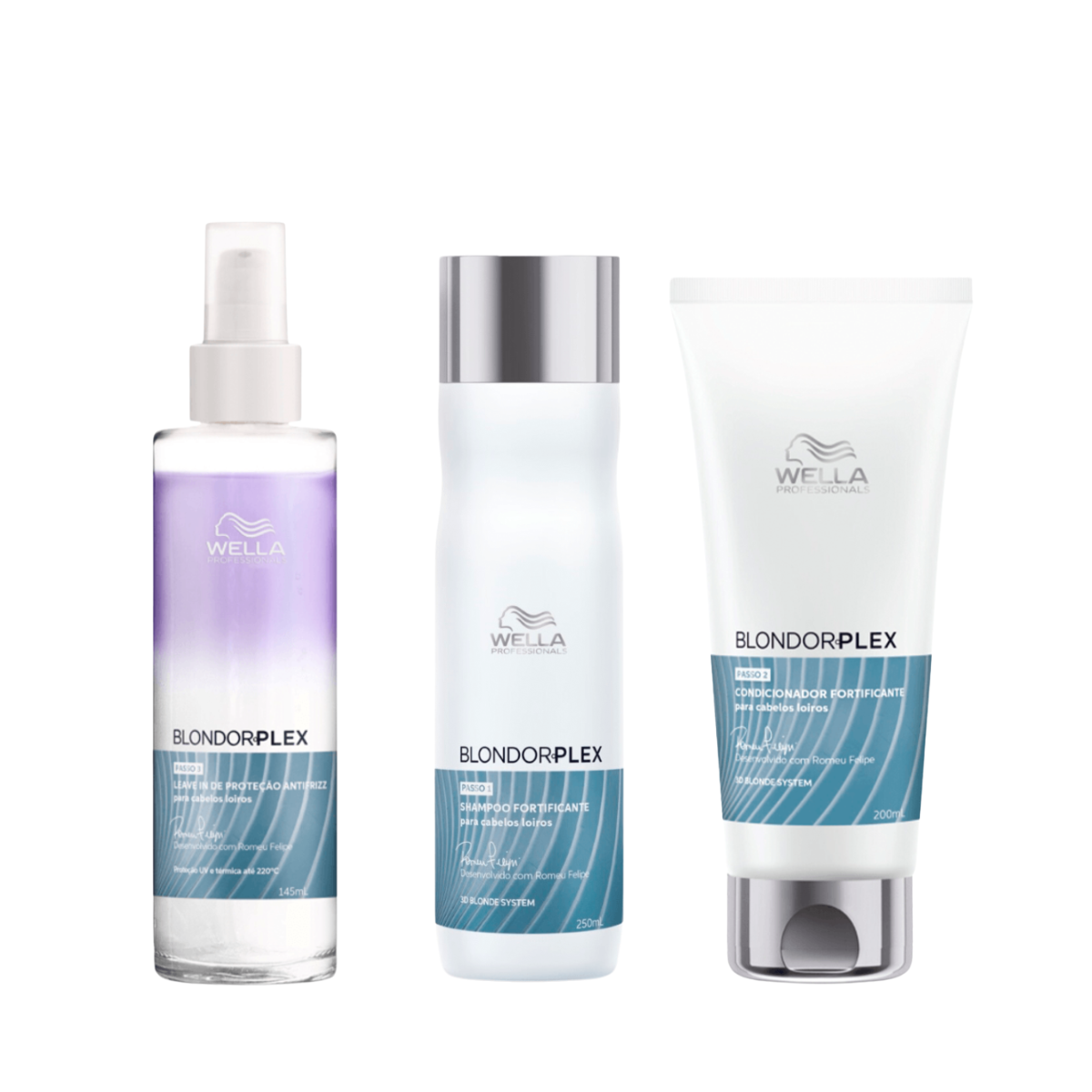 Wella BlondorPlex Care Line Shampoo 250ml + Condicionador 200ml + Leave-in 145ml